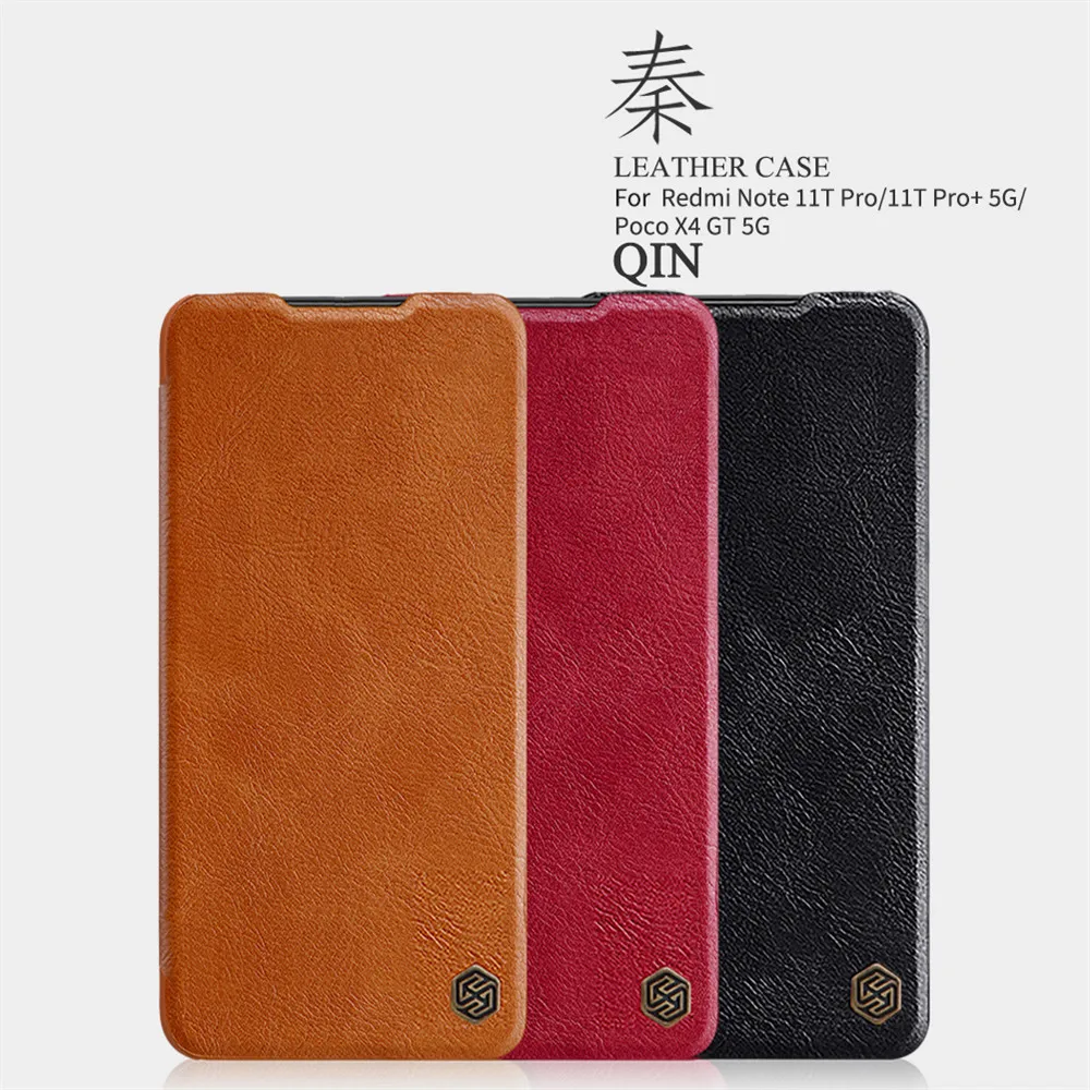 

Nillkin Classic Qin Flip Leather Case For Xiaomi Mi Poco X4 GT/Redmi K50i/Redmi Note 11T Pro+ 5G Slim Phone Protective Cover