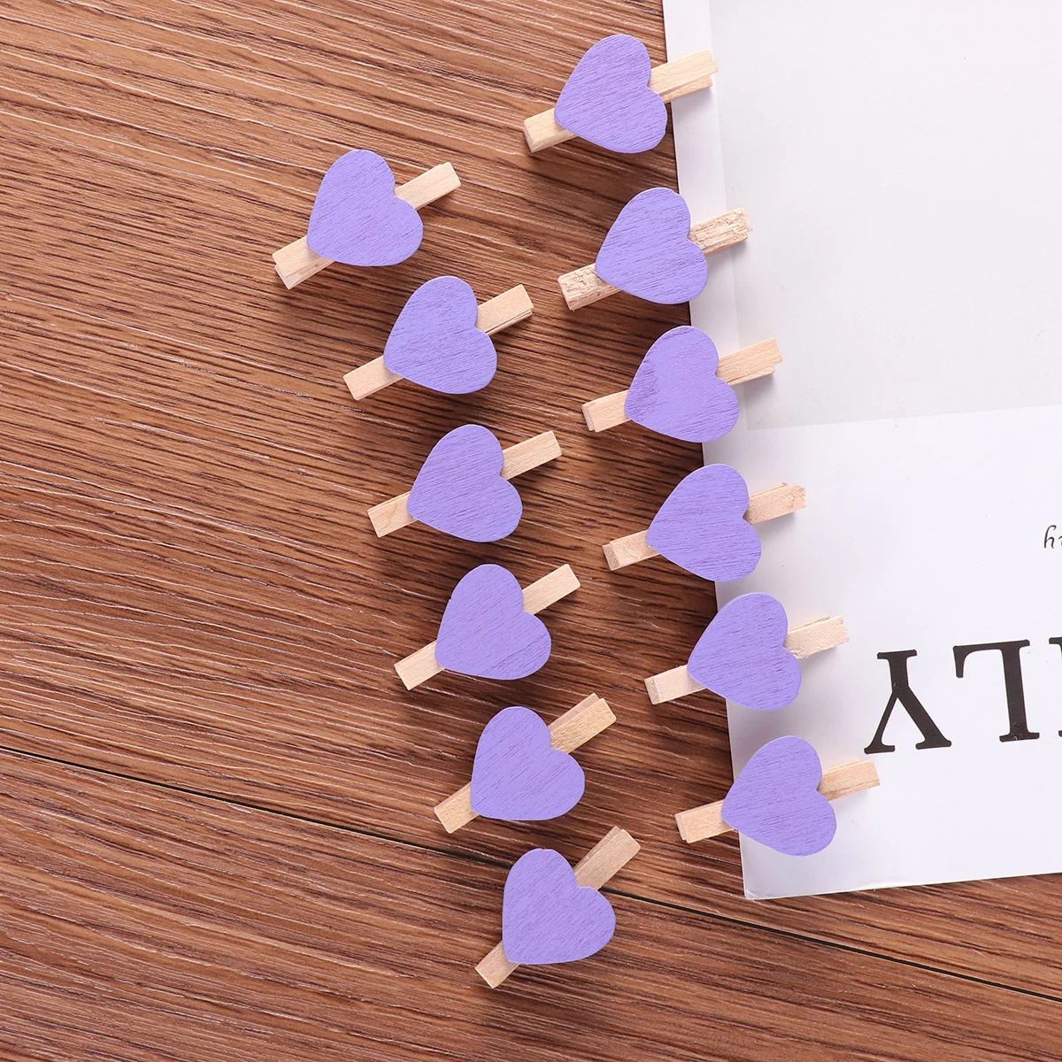 BOPHIS Herzklammern Aus Holz - 100 Stück Bunt Mit 30m Juteseil