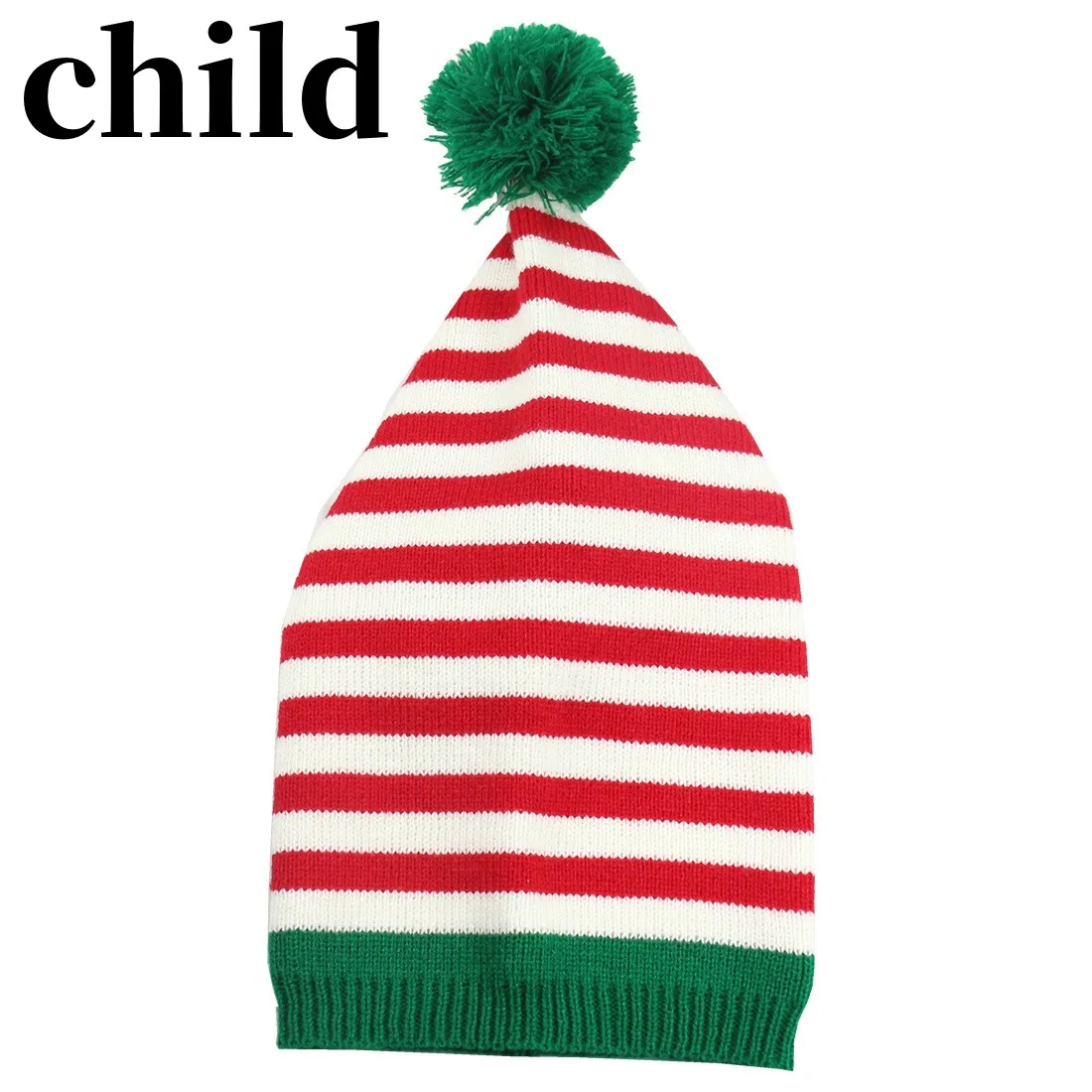 Bonnet De Noel Tricoté à La Main Avec Pompon, Accessoire