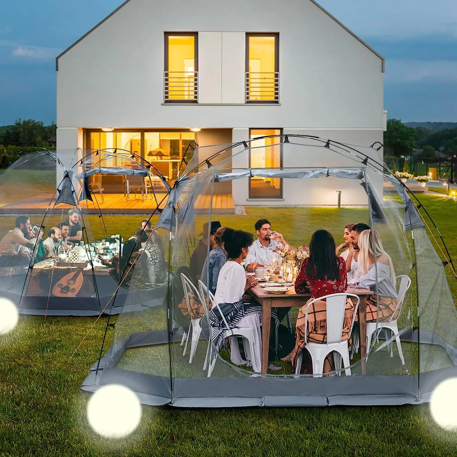 Outdoor Bubble Tent, Shelter 46 Person Clear Tent for Backyard Large