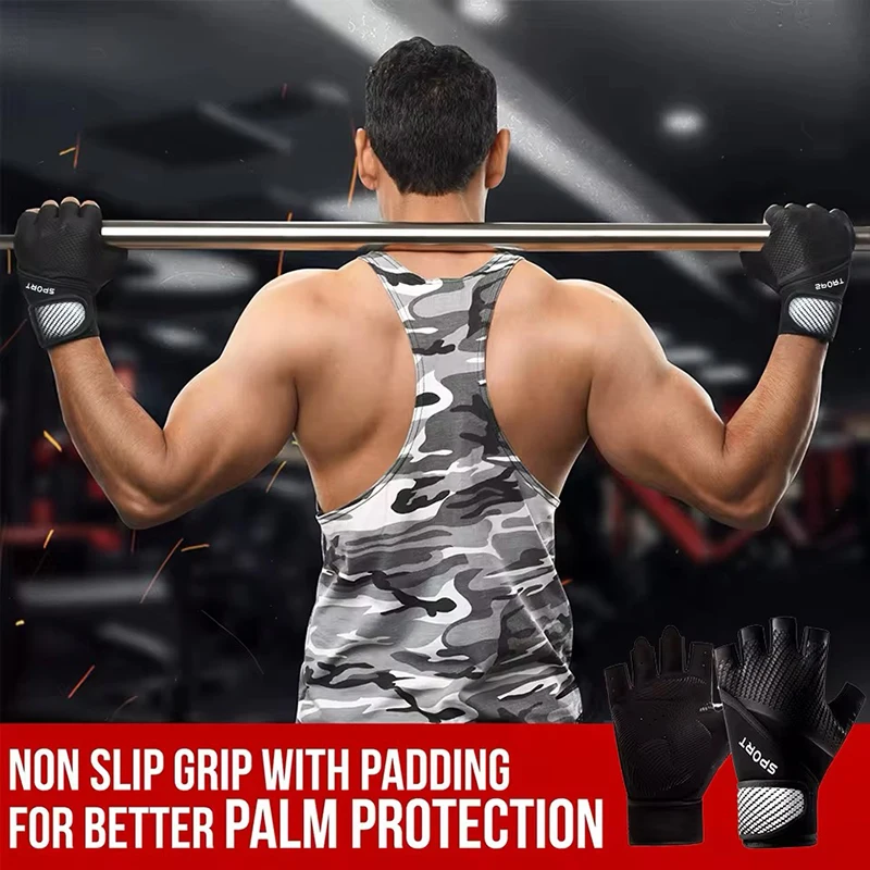 1 Pair Workout Gloves Gym Weight Lifting Gloves Wrist Wrap Support Full Palm Protection Extra Grips For Fitness Pull-up