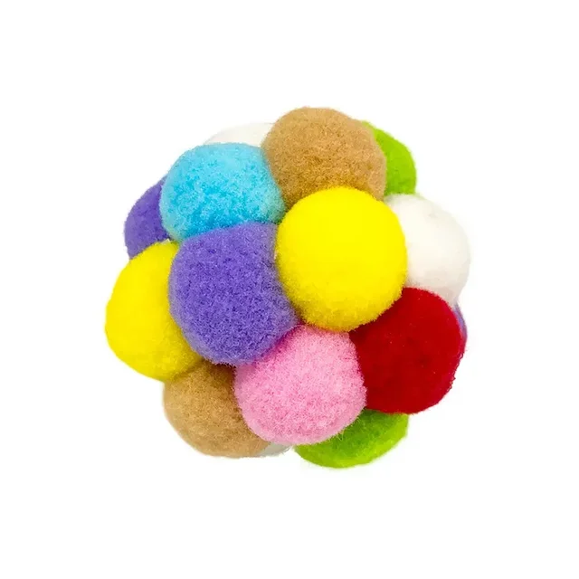 Colourful Cat Toy Plush Ball Interactive Pet Elastic Bell Self Hi Ball Playing Kitten Seven Colors Woolen Ball Cat Accessories 6