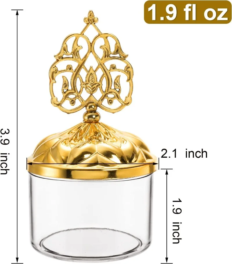 Klar verpackte goldene Kuppelabdeckungen, kunststoffkuppelförmige Behälter für Hochzeitsfeiern wie Bonbonboxen, dekorierte Bonbonaufbewahrungsbehälter – Detail 3