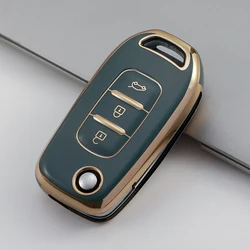 Premium Car Key Cover - 3 - Button Remote Smart Shell Fob Holder (Grey key cover)