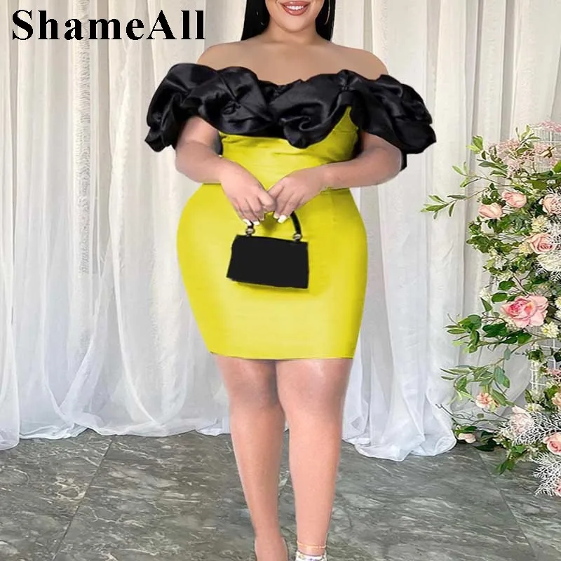 plus-size-color-blocking-puff-off-the-shoulder-bodycon-mini-dresses-4xl-summer-women-sexy-party-club-outfits-evening-ball-gowns