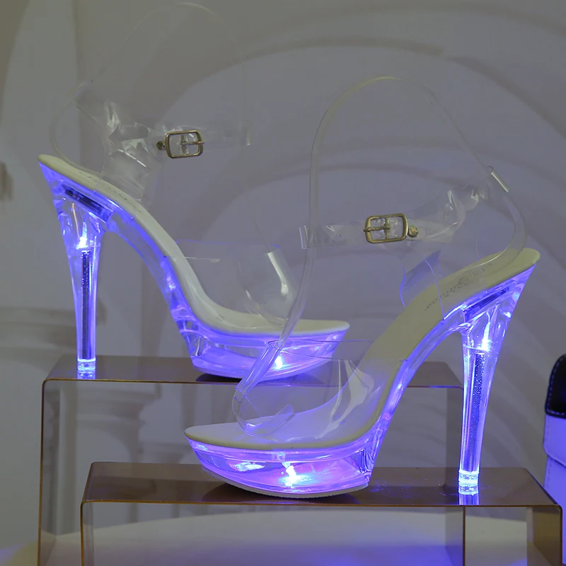 Women Light Up Glowing Shoes Luminous Sandals Platform Shoes Clear High Heel  in 2023 | Crystal wedding shoes, Crystal shoes, Heels