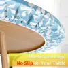 Fitted Round Plastic Vinyl Table Cloth Flannel Backing Elastic Edge Waterproof Table Protector for Dining Room Table Cover 4
