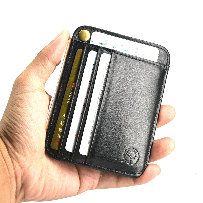 

Credit Card Organizer Card Holder Wallet Driver's License Cover Card Case Retro First Layer Cowhide Leather Thin With Interlayer