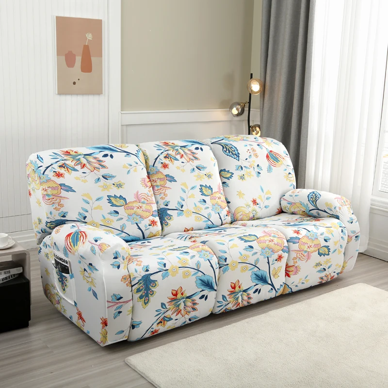 

Printed Recliner Cover with Pockets Single Lazy Boy Recliner Sofa Chair Cover with Elastic Bottom for 3 Seat Recliner Sofa