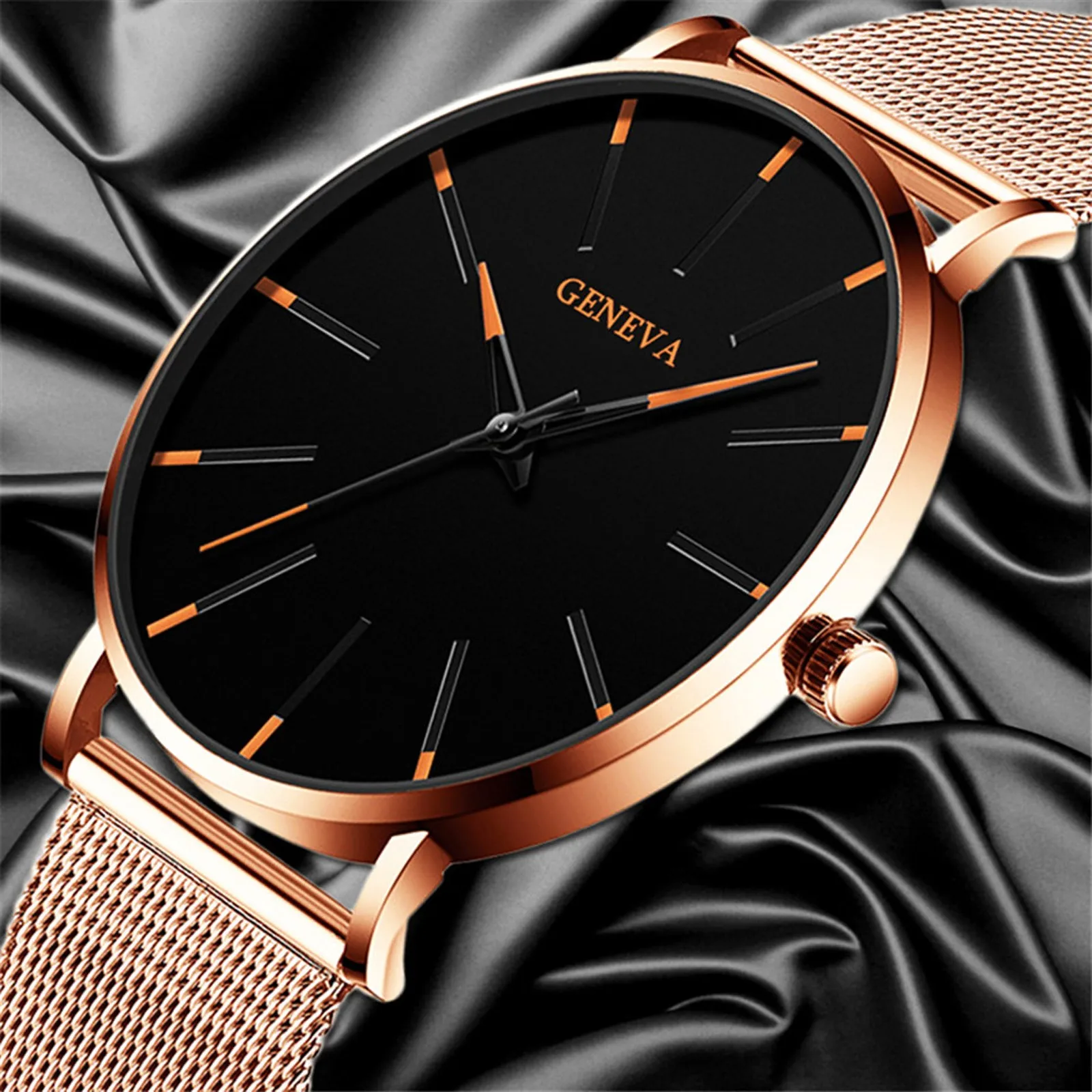 

Minimalist Watch Men Ultra Thin Blue Stainless Steel Mesh Belt Watches Man Business Casual Quartz Wrist Watch