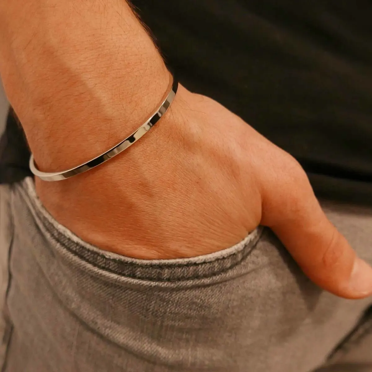 Stainless Steel Bracelet 3-10MM Cuff For Men Women Gold Silver Black Classic Jewelry Gifts