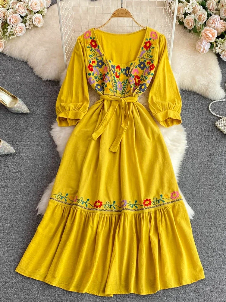 Robe Vintage AXOE Femme Années 50 - Coton 95%, Coupe A-Line, Ceinture Amovible - Style Rétro