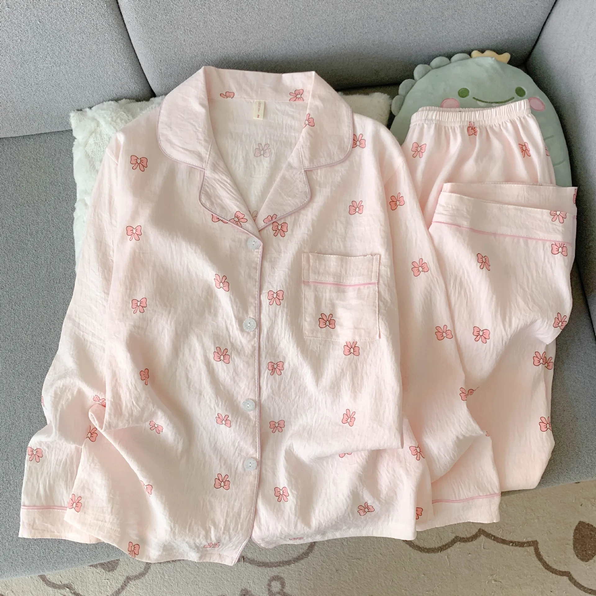 Spring/Autumn New Arrivals: Cloud-Print Cotton Long-Sleeved Pyjama Set for Women Adorable Sweetheart Style Nightwear Homewear Se Sb65c369bbfc24c8e86a3ec94505a344af