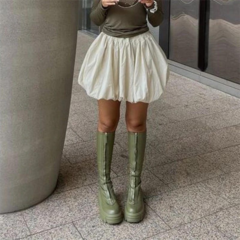Bud Skirt 2000s Women Solid Color Elastic Waist Loose Fitting Short Mini Skirt y2k Going Out Party Skirts Streetwear