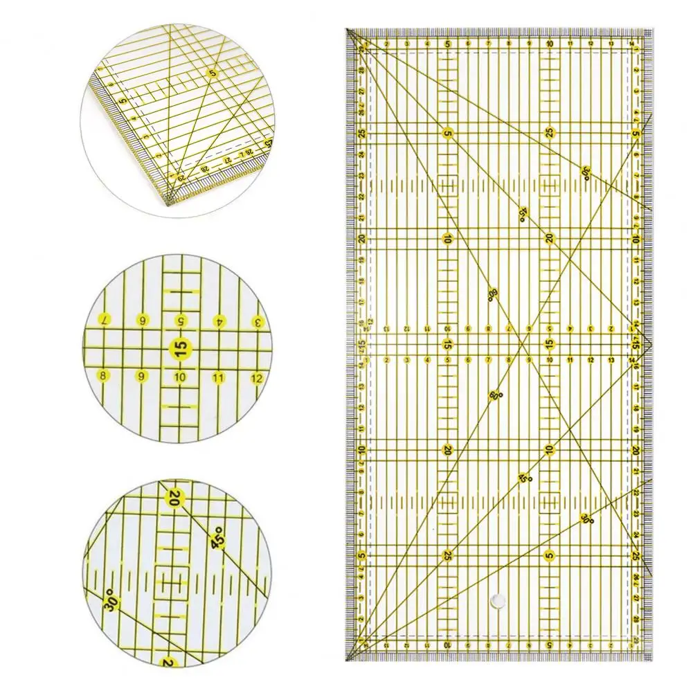  Reglas de acolchado, multiusos, regla de tela de retazos, regla  de corte de diseño de ropa, regla de patchwork con doble cuadrícula de  colores, regla de plantilla para costura y manualidades