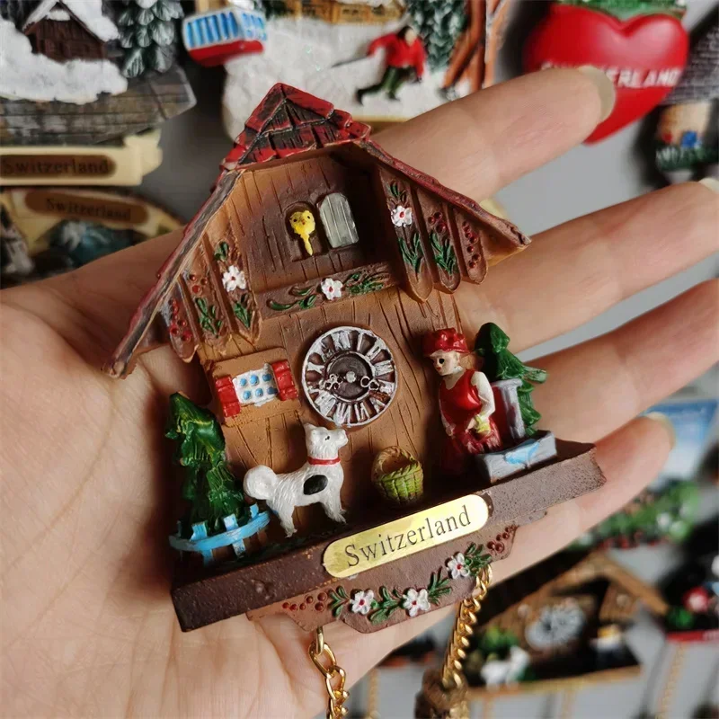 Magneti per frigorifero Svizzera Ginevra Interlaken Vaca svizzera Anatra Orologio a cucù Magnetick alpino Adesivi per frigorifero Regali souvenir  15