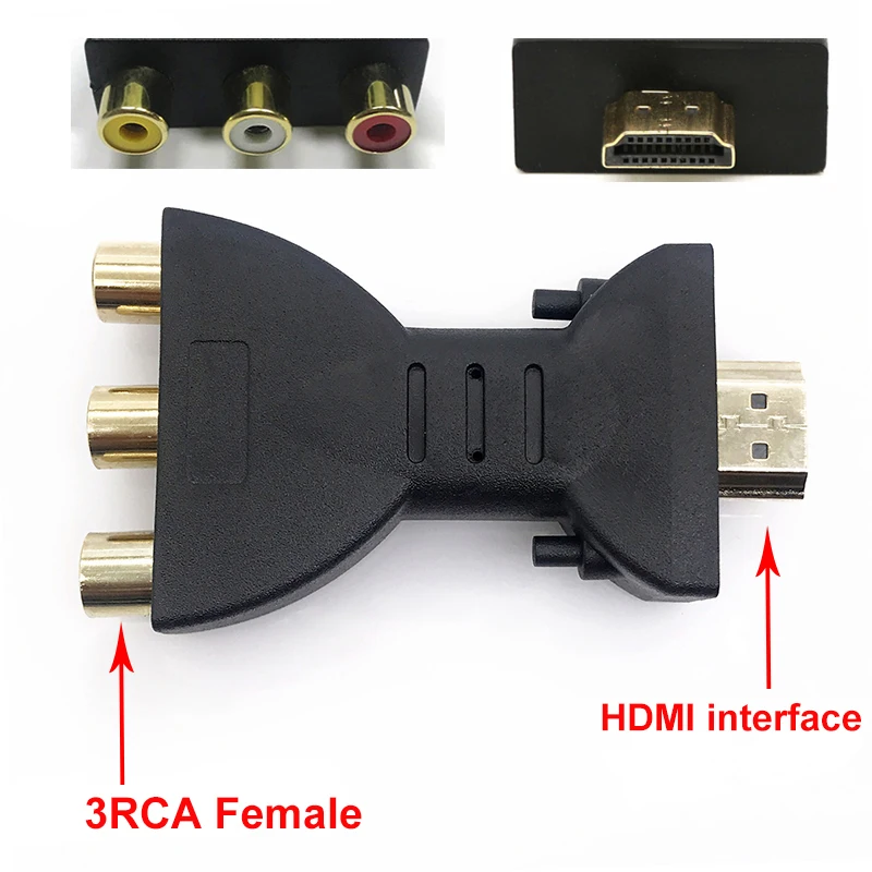1PCS HDMI TO AV Gold-plated HDMI-compatible Male To RGB RCA