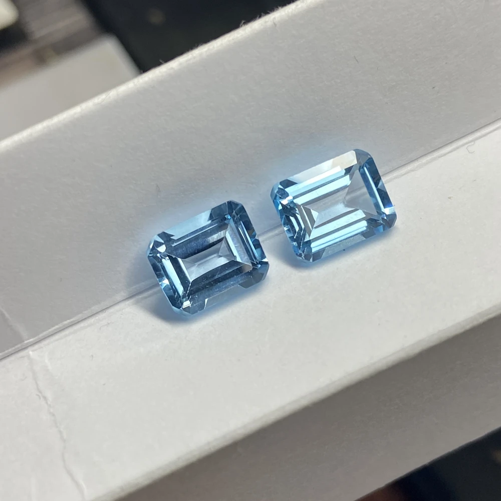 Emerald Cut 10*8mm 4.1 Carats Topaz Stone AAA High Quality Loose Natural Sky Blue Gemstones