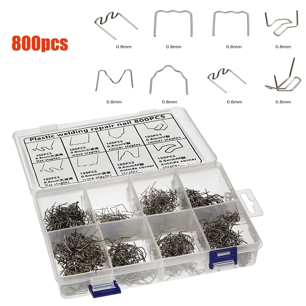 soldering irons & stations 800pcs Welding Nails 0.6mm 0.8mm Plastic Welder Staples Soldering Supplies For Car Bumper Bodywork Plastic Stapler Repair Kit inverter welder