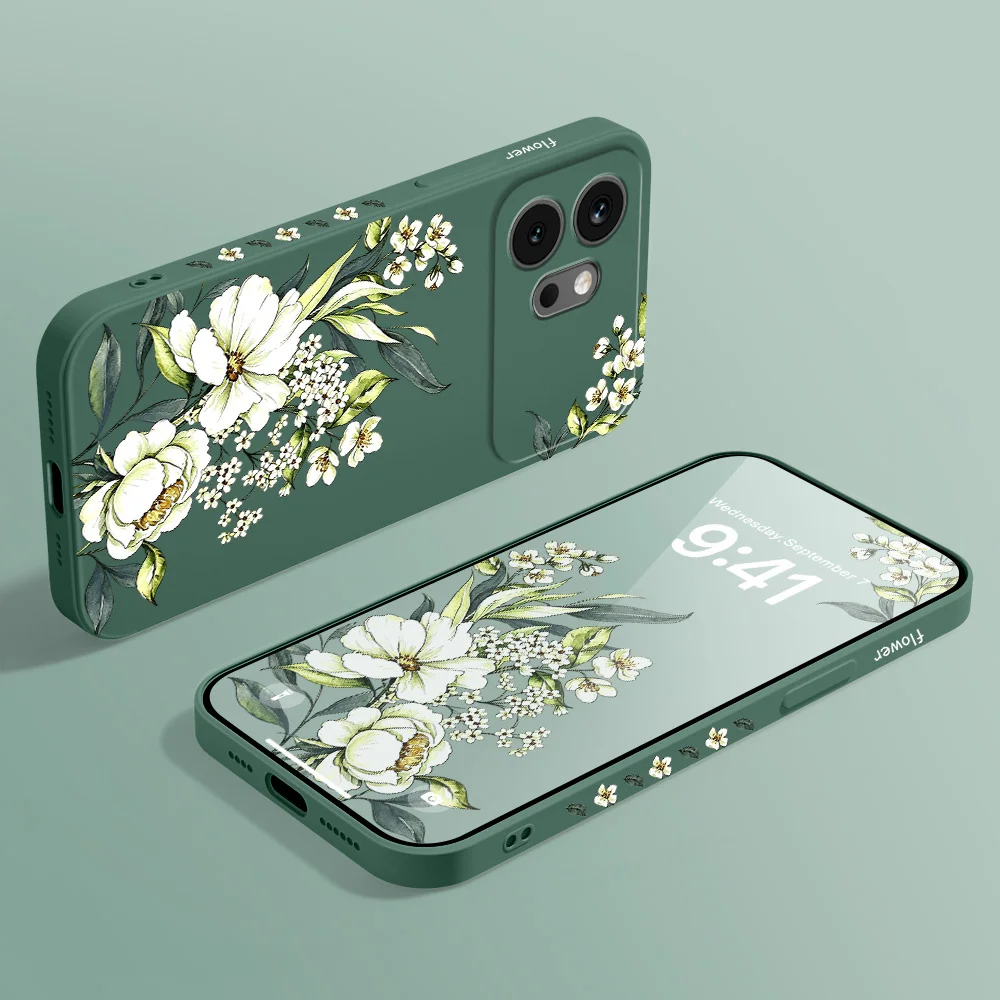 Elegant White Peony Silicone Soft Phone Case