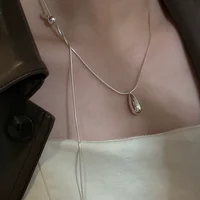 Collier de luxe en argent Sterling 925 pour femmes, chaînes de pull, pendentif Simple et polyvalent, bijoux fins, à la mode, automne/hiver 5