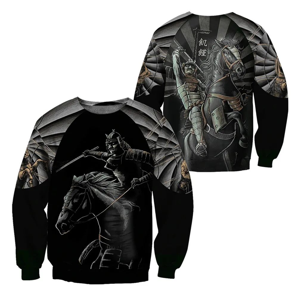 

HX Fashion Sweatshirts Japan Sakura Samurai Cavalry 3D Grapnic Sportshirts Harajuku Pollovers Hip Hop Tops Men Clothing