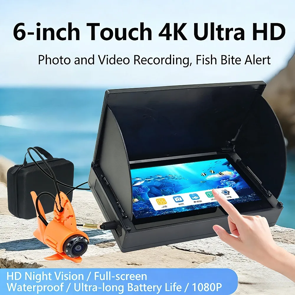 Détecteur de poissons sous-marin écran tactile 6" 4K avec vision nocturne IR pour pêche sportive
