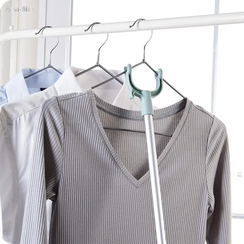 Vanzlife balcony fork pole the hangers for clothes pole retractable pole drying pole fork dress stick space saving clothing rack 2