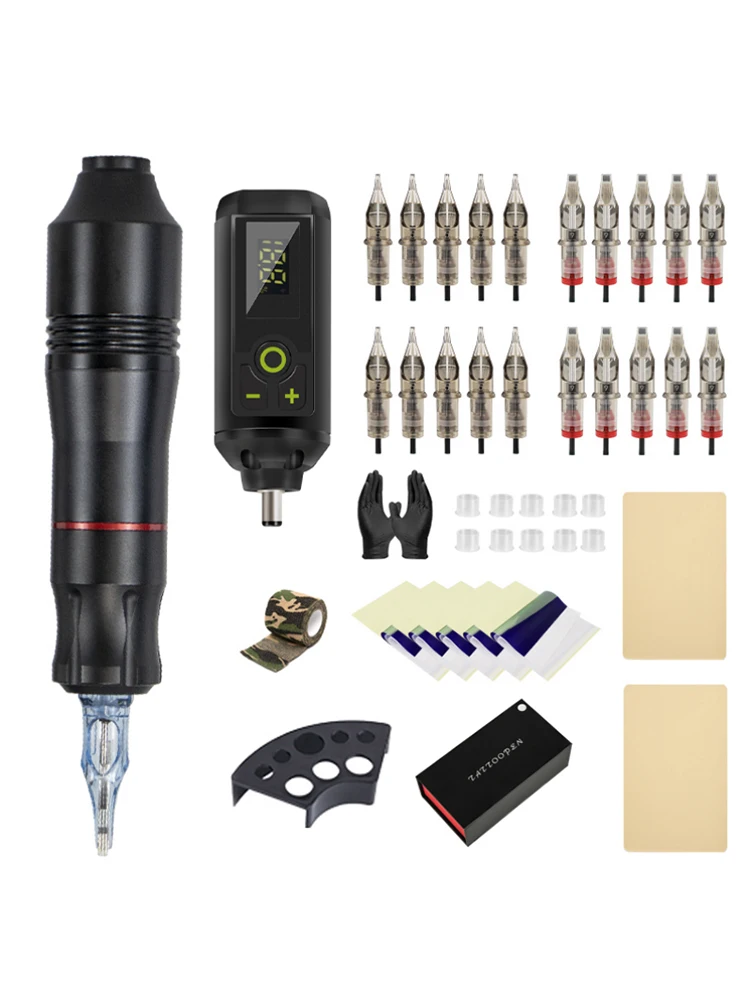 Sb65cf7b390764bf384139f4a057a4814f Professional Wireless Tattoo Gun Kit Rotary Tattoo Pen for Body Art Permanent Makeup Tattoo Machine Set Mallzona