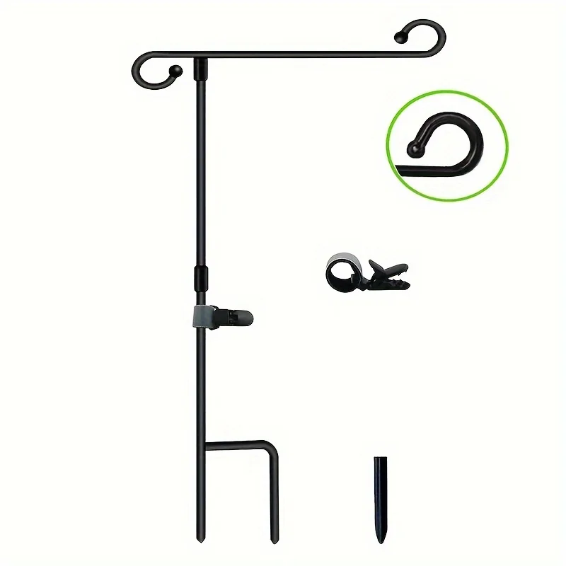 Garden Flag Stand Holder with Windproof Clip Banner Pole Holder Outdoor Iron Flagpole Patio Flag Outdoor Lawn And Decoration