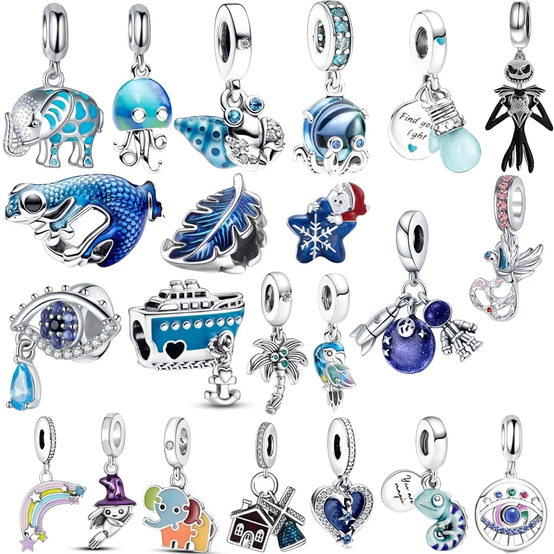 

Newest Butterfly Octopus Tree House Elephant Beads Pendants Fit Original Pandora Charms Silver Color Bracelets DIY Women Jewelry