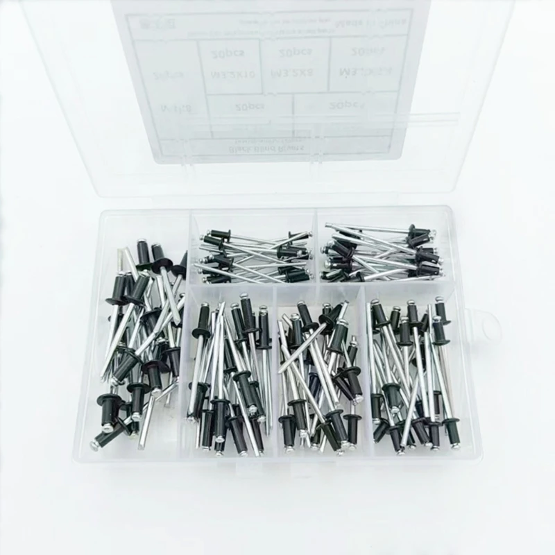 120x/Box Metal Automotive Furniture Black Blind Rivets with Storage-Case .4-M4 Drop Shipping