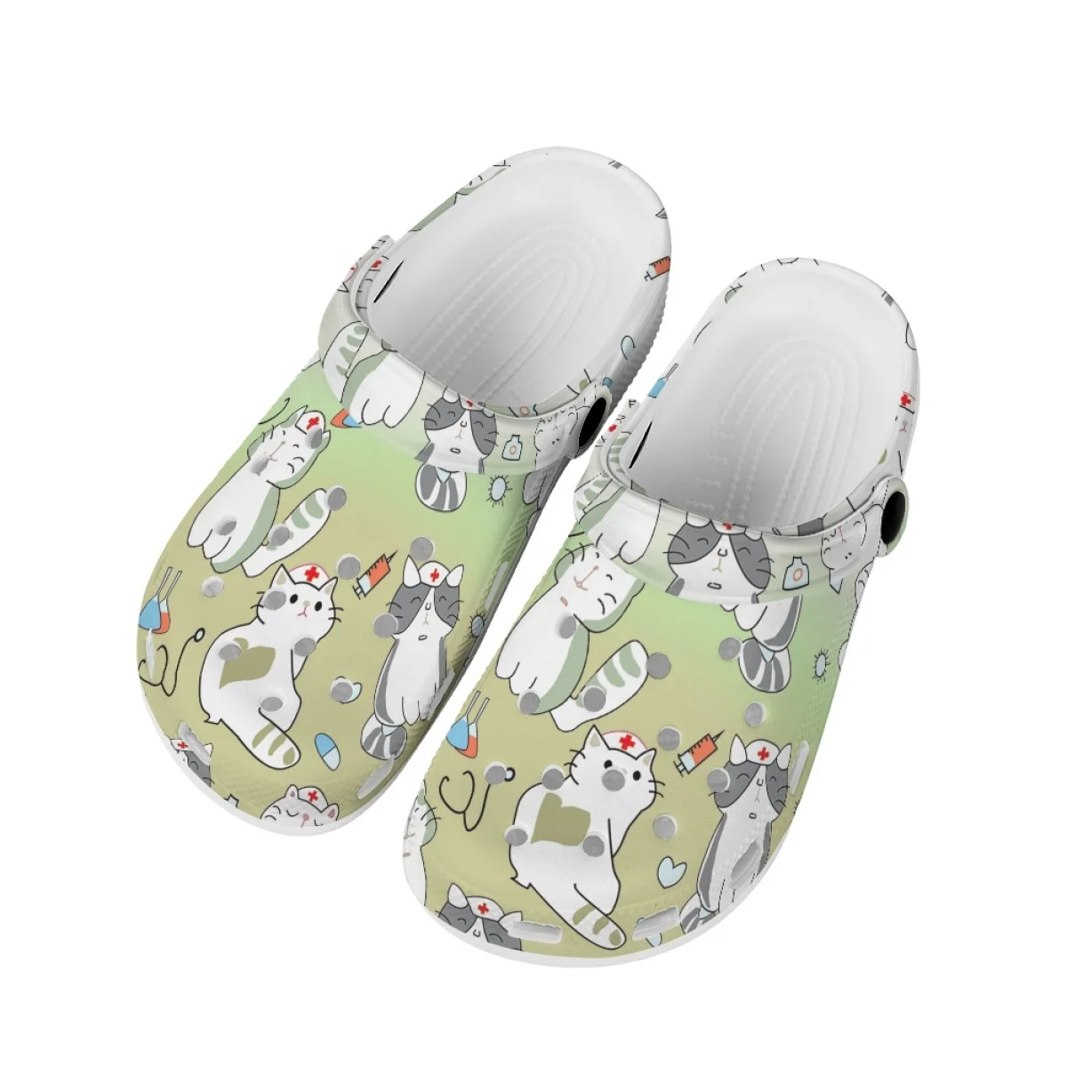 Sandals Female Cute Nurse Cat Print Casual Indoor Breathable Slippers Classic Lightweight Hospital Work Flat Nursing Shoes New