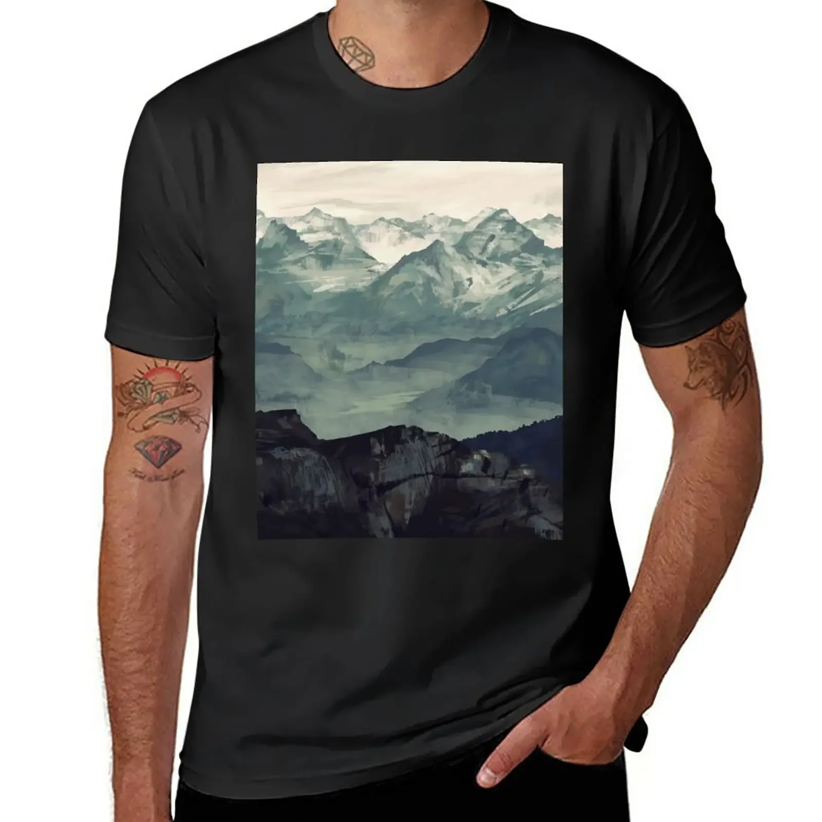 

Mountain Fog T-Shirt oversized Aesthetic clothing vintage mens vintage t shirts