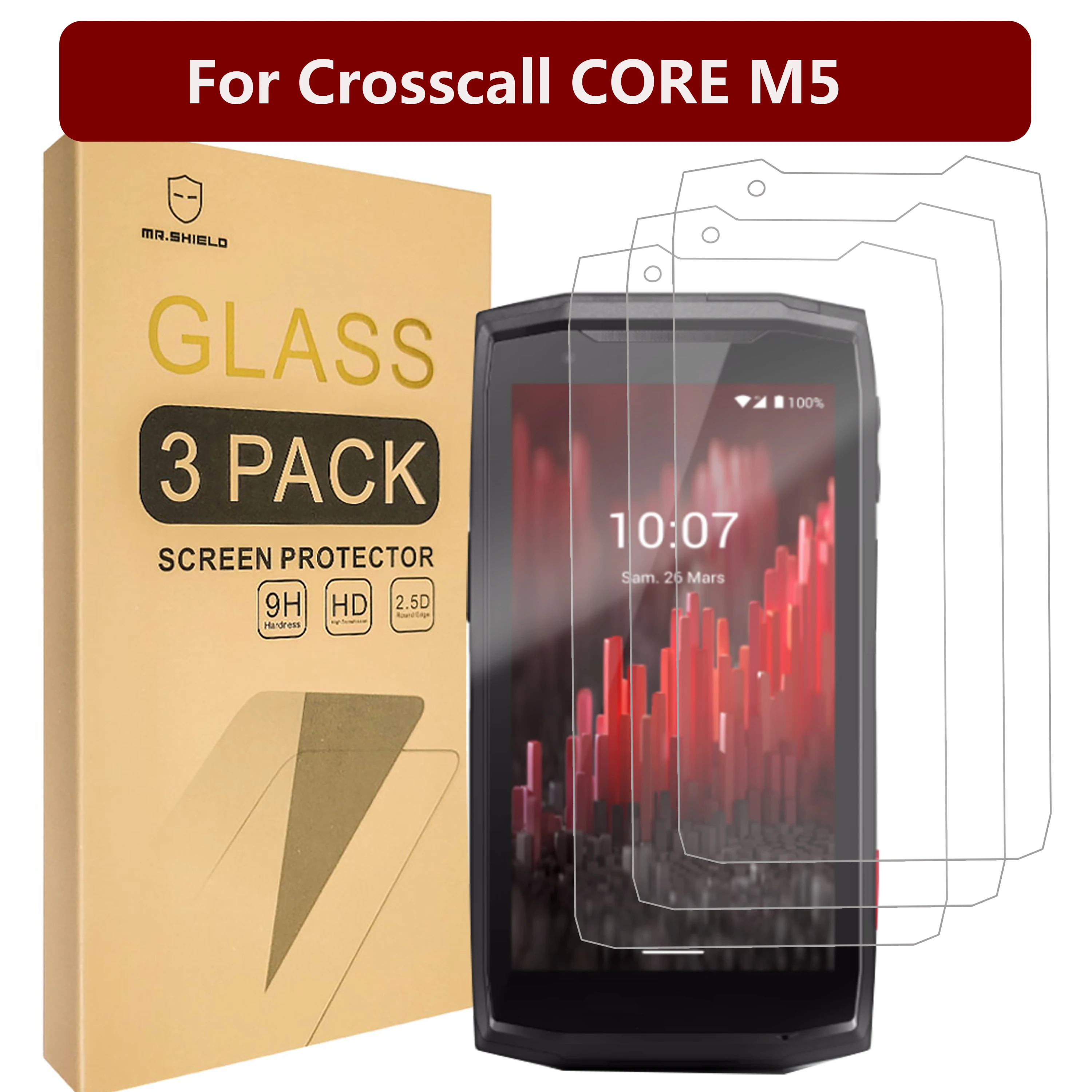 

Mr.Shield [3-Pack] Screen Protector For Crosscall CORE M5 [Tempered Glass] [Japan Glass with 9H Hardness] Screen Protector