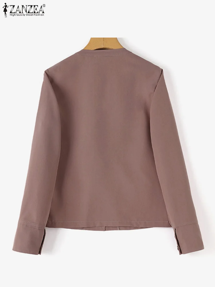 ZANZEA Stylish OL Coats Women Vintage Jackets Spring Female Outwears Casual Long Sleeve O Neck Coat Solid Buttons Down Jackets