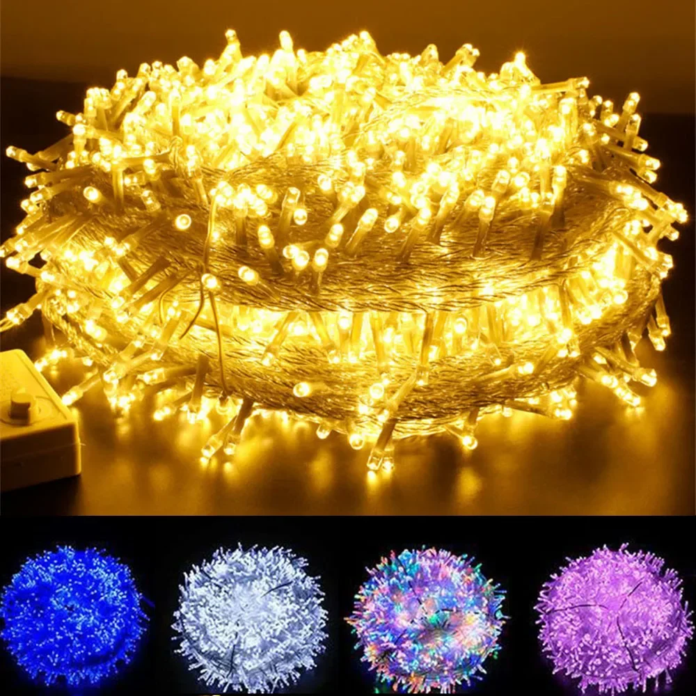 

10/50/100/300M LED Christmas Fairy Light Outdoor Twinkle String Light Garden Patio Tree Garland Light For Holiday Party Event