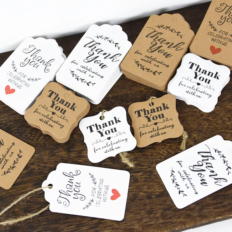 Bulk Set of 100 Handmade Kraft Paper Gift Tags with Hemp Ropes