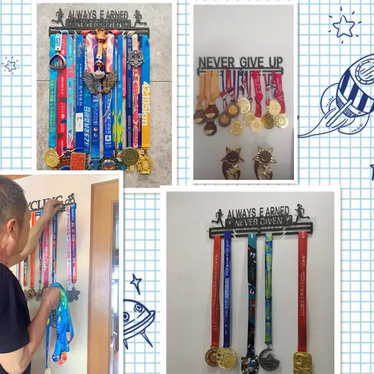 

Ribbon Wall Rack Type Frame 40 Awards Display Holder Hanger Cheer,gymnastics,soccer Medal Shelf-medal