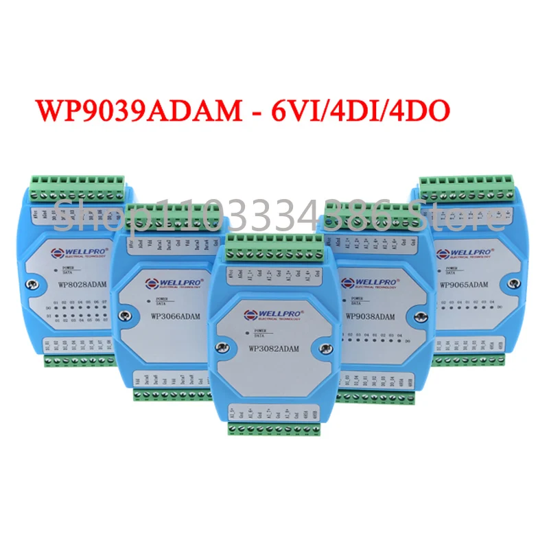 디지털 입출력 모듈, RS485 MODBUS RTU 프로토콜, WP9039ADAM, 6VI, 4DI, 4DO, 0-10V
