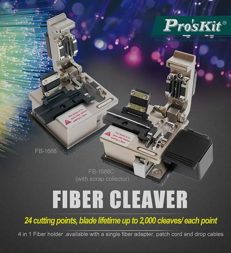 

Pro'sKit Optical Fiber Cleaver 24 Cutting Points Blade High-Precision Power Cable Knife FTTT Fiber Optic Cutting Tools