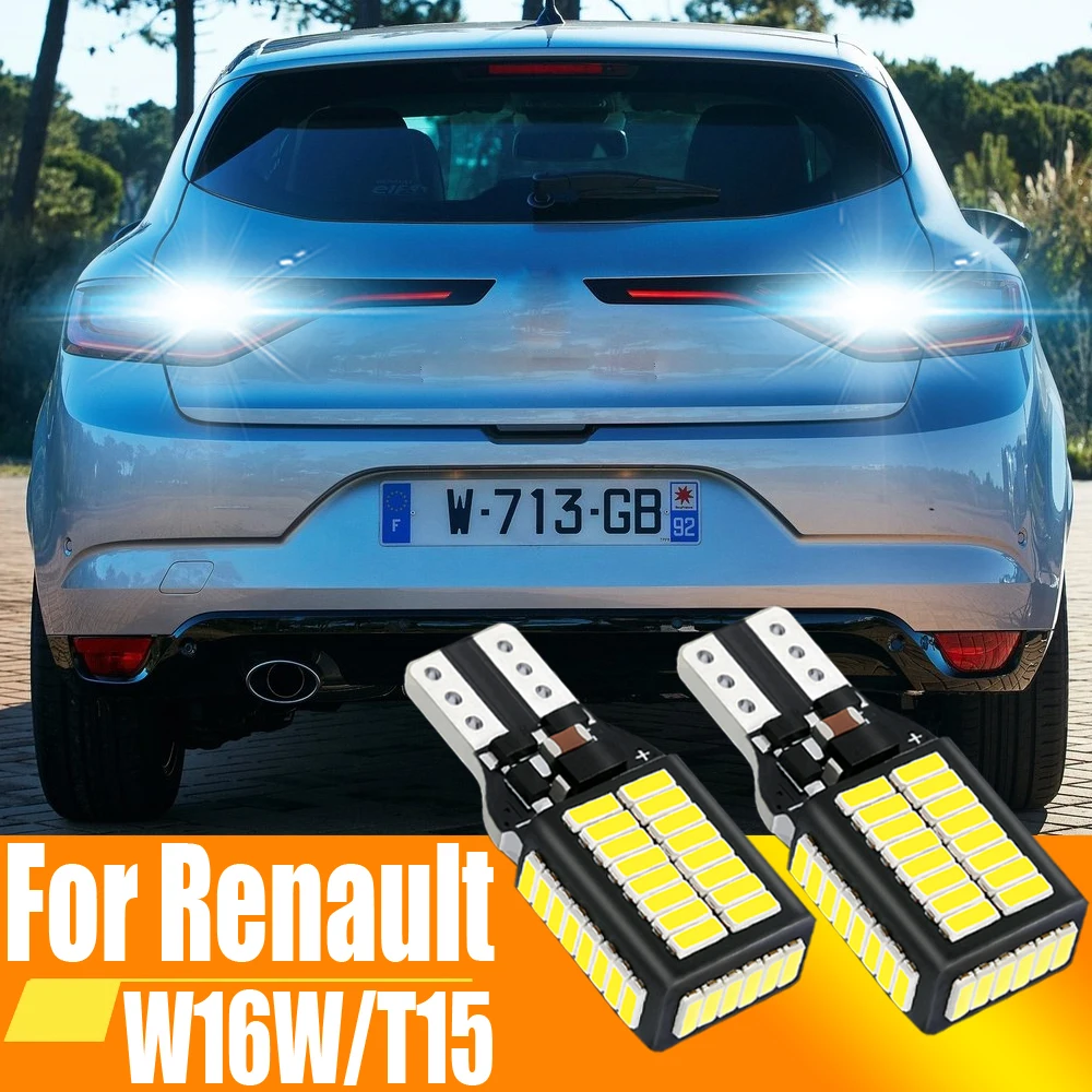 2pcs W16W T15 921 912 LED Canbus Reverse Light Bulbs On Car White 12v Back  Up Lamp For Renault Megane 4 Scenic 4 Fluence Saloon