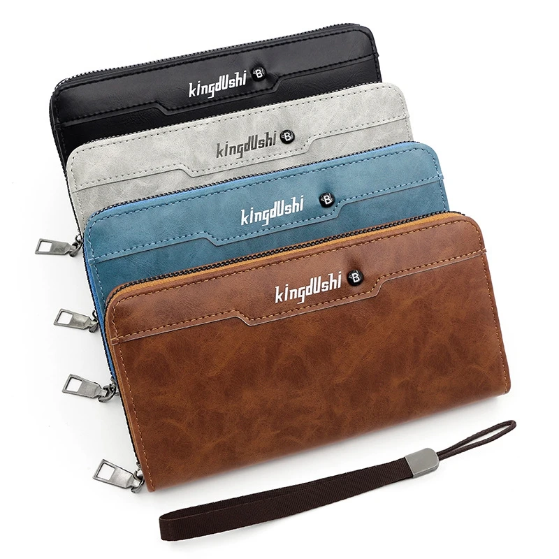 

New Arrival Leather Men Wallets Large Capacity Driver License Phone Wallet Casual Male Clutch Long Zipper Coin Purses Carteir
