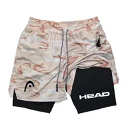 2 in 1 Compression Shorts for Head Men Gym Workout Running Shorts with Phone Pockets Athletic Quick Dry Activewear 2