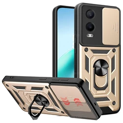 Kickstand Armor Case with Lens Protection and Magnetic Holder for OnePlus Nord CE4Lite (Gold)