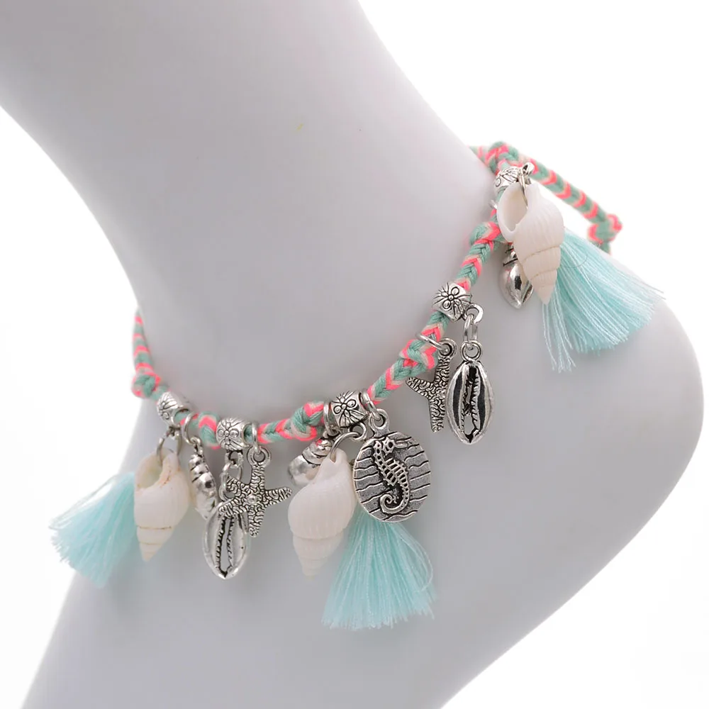 Wellmore Cavigliere Boho Fatte A Mano Per Le Donne Braccialetti Cavigliera Conchiglia Cavigliera Stringata Gioielli Piede Moda