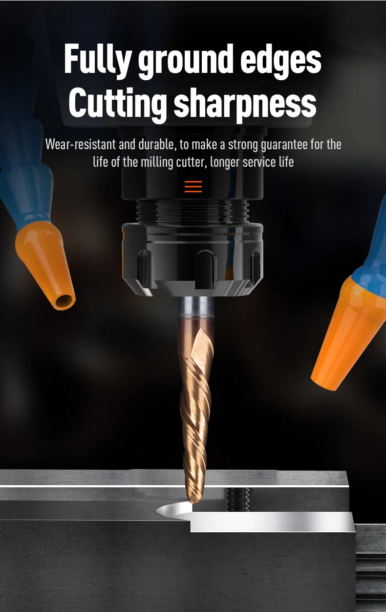 Hartmetall Spirale Konische Kugel Nase Schaftfräser 6mm Schaft 2 Flöten Router Bit Holzbearbeitung CNC 2D 3D Carving Bits Holz Fräser – Detail 4