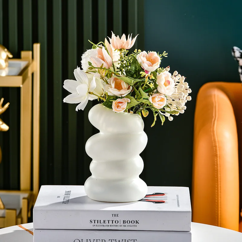 Plastic Spiral White Vase Nordic Creative Flower Arrangement Container For Kitchen Living Bedroom Home Decoration Ornament 3