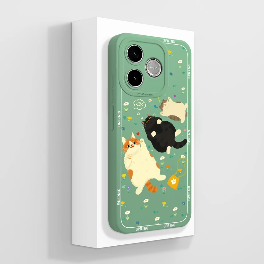 Cute Cat Claw Cartoon Print Phone Case with Camera Protection - Soft Liquid Silicone Housing