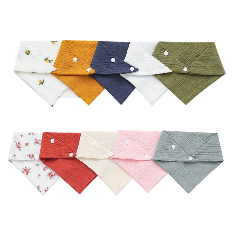 5pcs Baby Bibs Triangle Scarf Towel Double Cotton Cartoon Child Bandana Bib Kids Dribble Bib Newborn Slabber Absorbent Cloth Bib